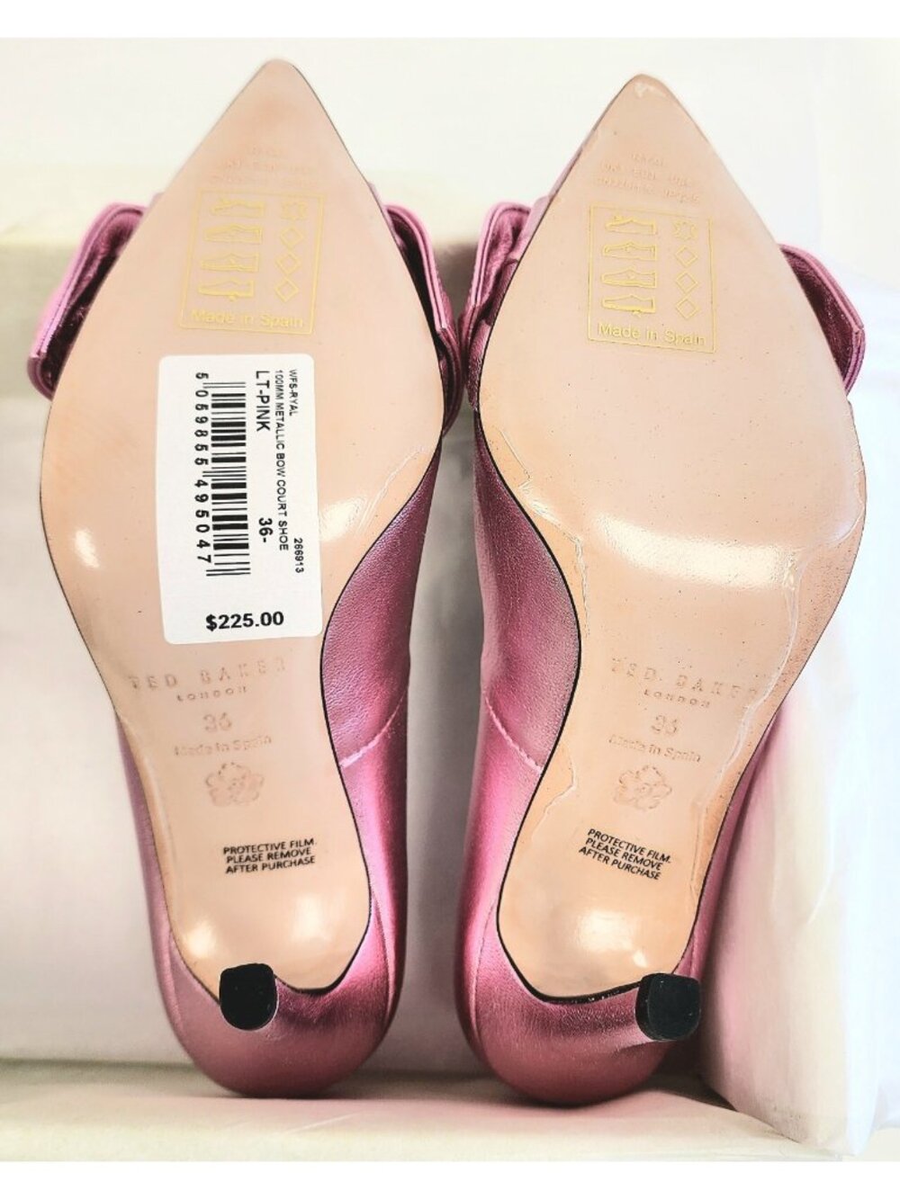 Ted Baker Ryal Womens Metallic Leather Bow Pump Heels Shoe Pink Size 36 / US 5.5 - Picture 4 of 4
